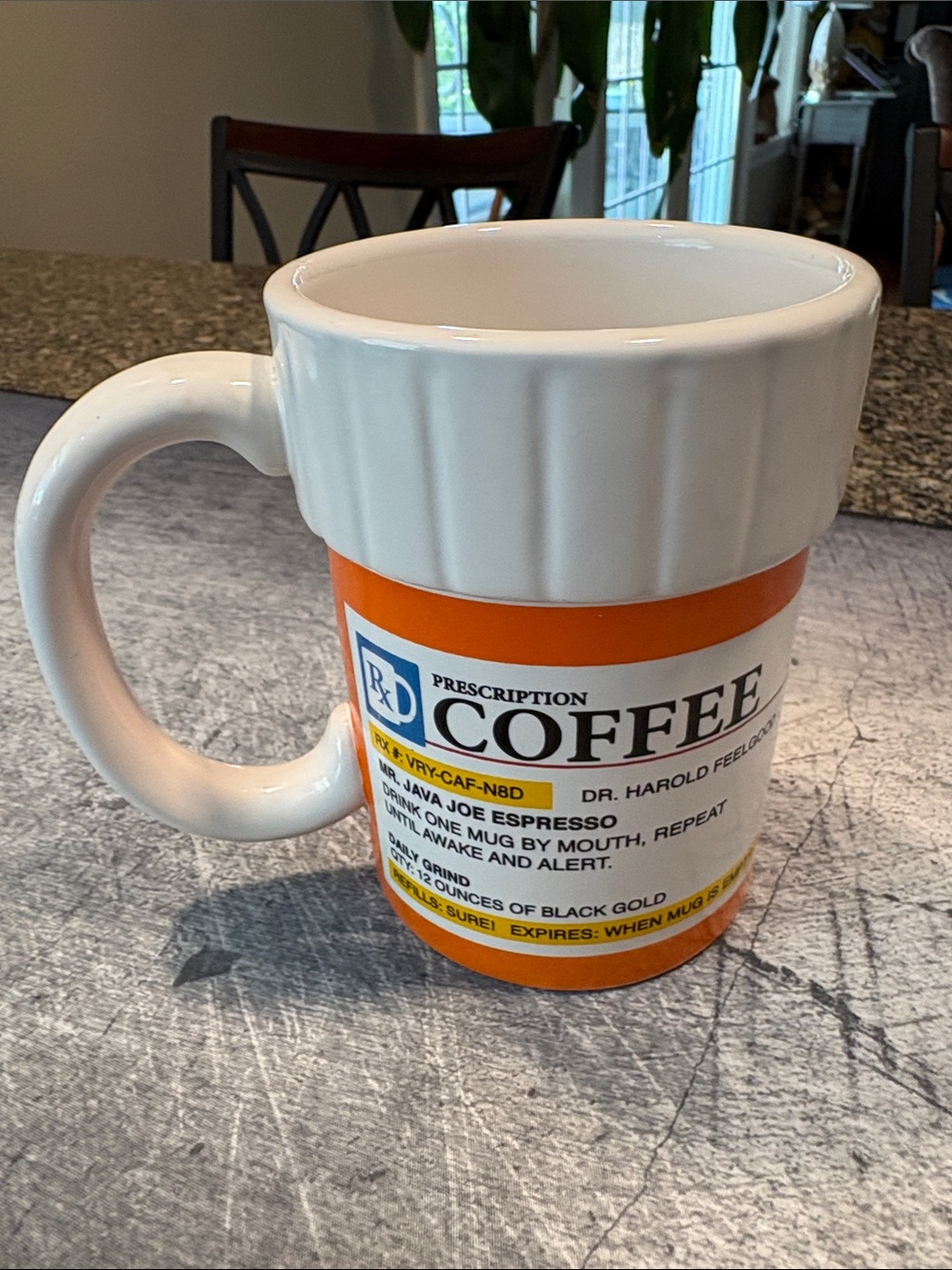 Prescription Coffee Ceramic Mug - White and Orange